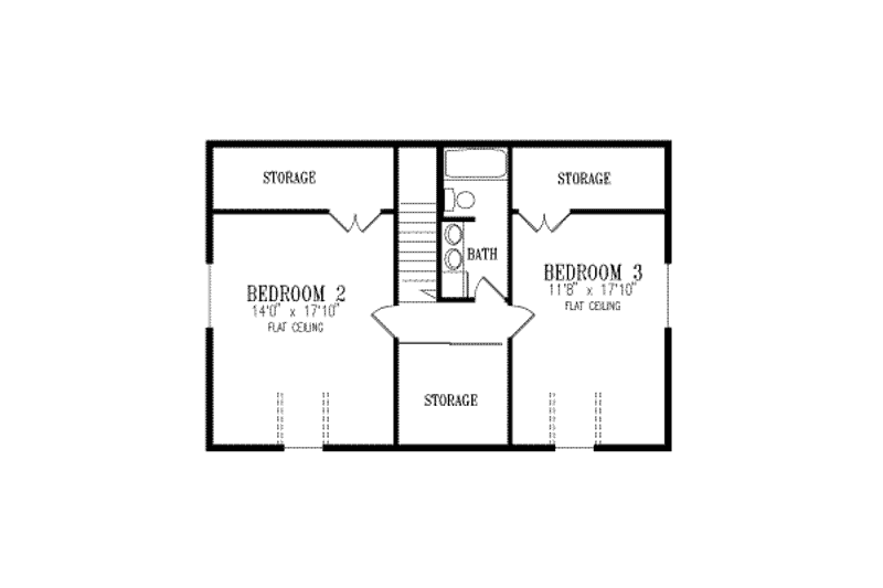 House Design - Floor Plan - Upper Floor for Country House Plan #1-124 - 3 bed, 2 bath