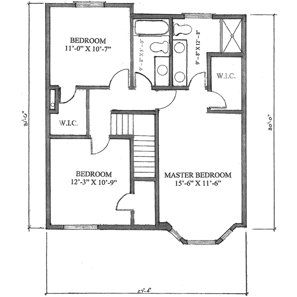 Traditional Floor Plan - Upper Floor Plan #136-107