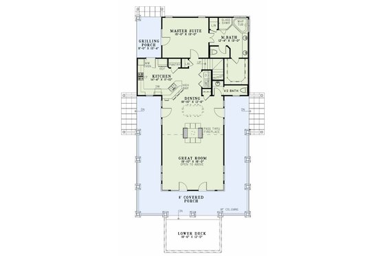 Floor Plan - Main Floor for Cabin House Plan #17-3303 - 3 bed, 2.5 bath