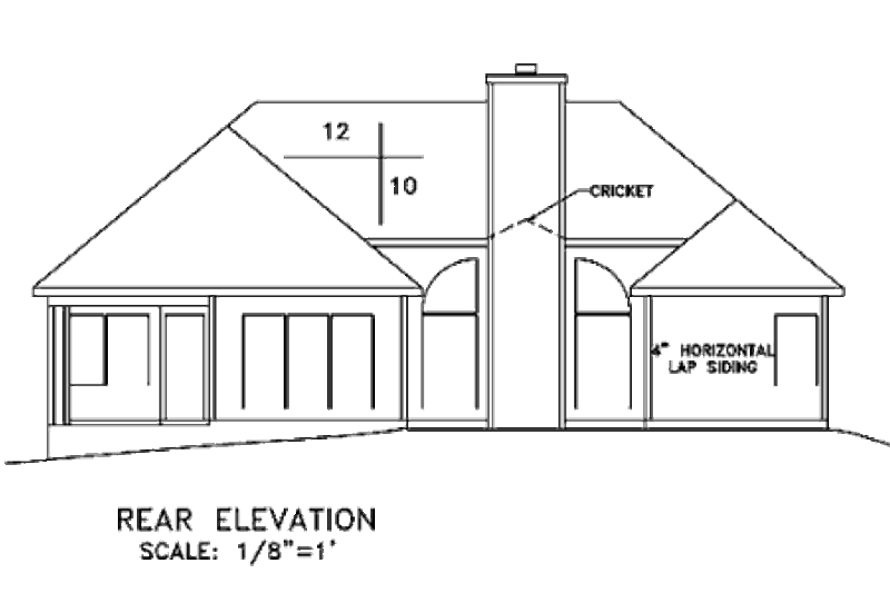 Home Plan - Exterior - Rear Elevation for Traditional House Plan #56-127 - 3 bed, 2 bath
