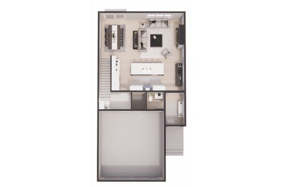 Floor Plan - Main Floor 1 for Modern House Plan #51-1516 - 3 bed, 2.5 bath