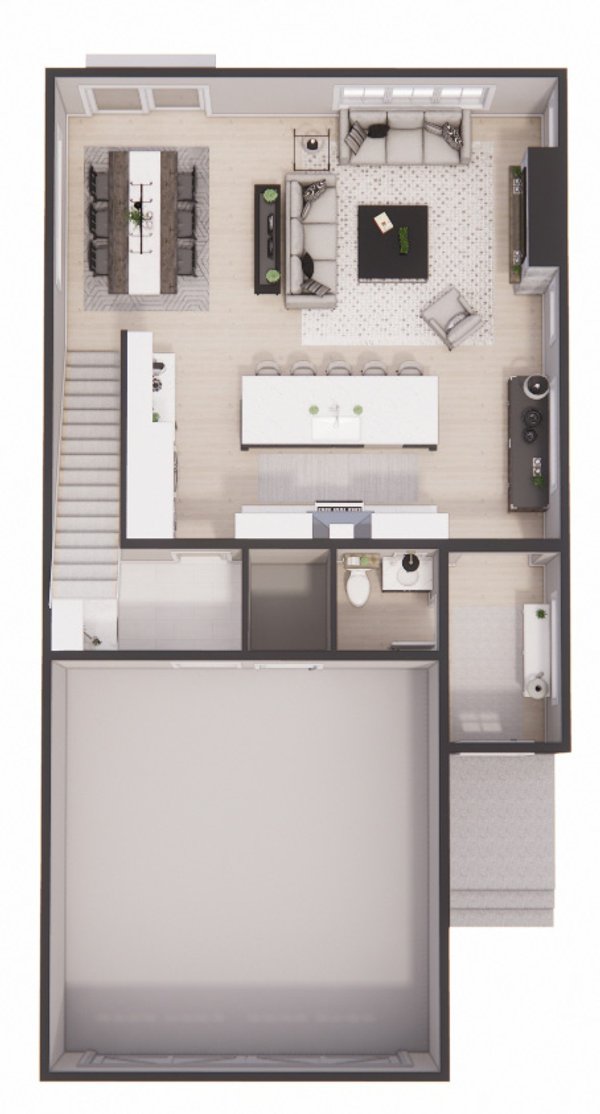 Architectural House Design - Floor Plan - Main Floor 1 for Modern House Plan #51-1516 - 3 bed, 2.5 bath