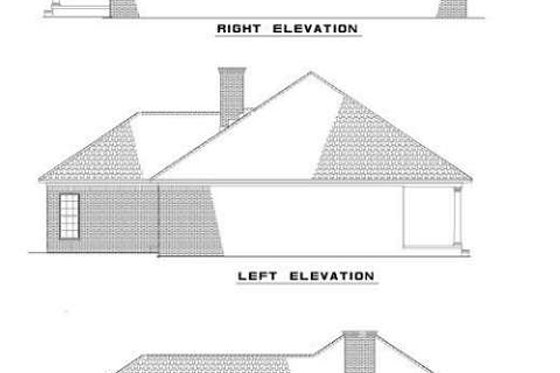 Exterior - Rear Elevation for Southern House Plan #17-1012 - 3 bed, 2 bath