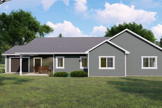 Exterior - Rear Elevation for Craftsman House Plan #1064-142 - 2 bed, 2.5 bath