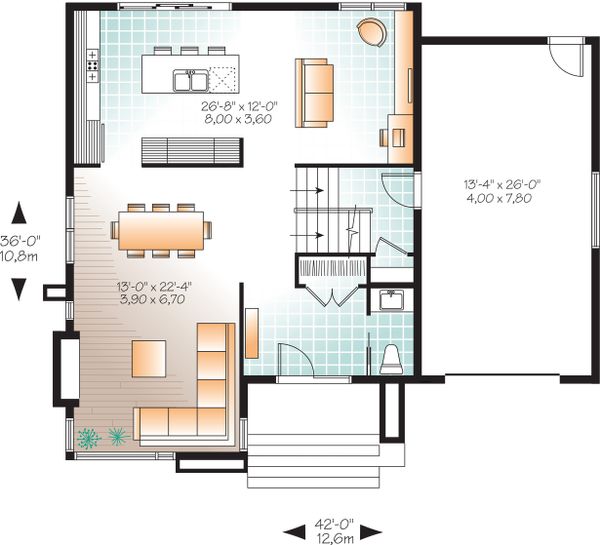 Home Plan - Main Level - 1850 square foot modern home