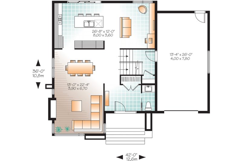 Home Plan - Main Level - 1850 square foot modern home