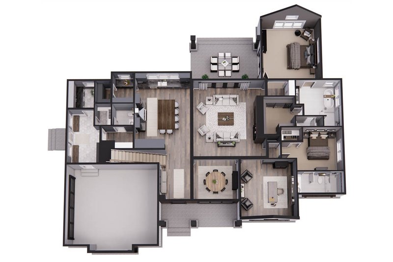 Home Plan - Floor Plan - Main Floor 1 for Farmhouse House Plan #51-1220 - 5 bed, 4.5 bath