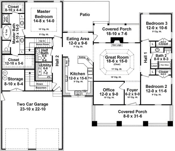 House Blueprint - Craftsman Floor Plan - Main Floor Plan #21-551