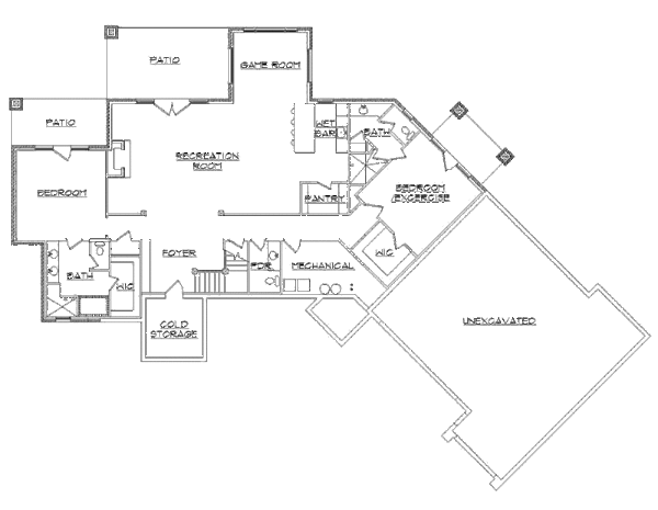 Craftsman Floor Plan - Lower Floor Plan #5-463