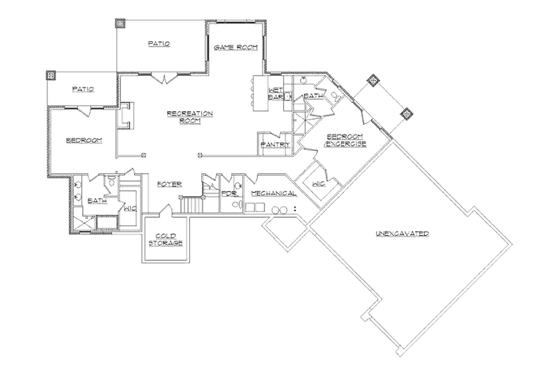 Architectural House Design - Floor Plan - Lower Floor for Craftsman House Plan #5-463 - 4 bed, 6 bath