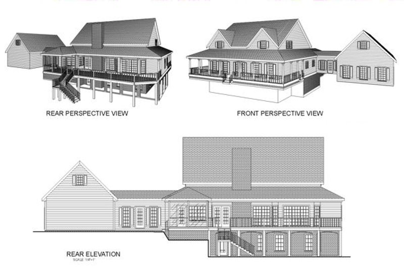 Home Plan - Exterior - Rear Elevation for Farmhouse House Plan #56-205 - 4 bed, 3.5 bath