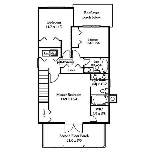 Southern Floor Plan - Upper Floor Plan #312-732