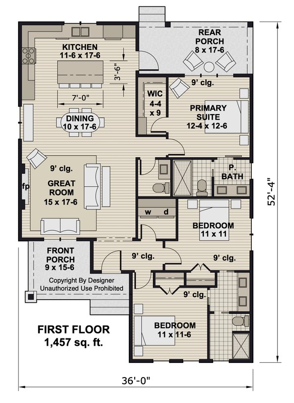 House Blueprint - Farmhouse Floor Plan - Main Floor Plan #51-1390