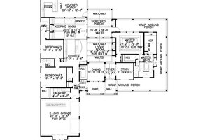 Floor Plan - Main Floor for Farmhouse House Plan #54-543 - 3 bed, 3.5 bath