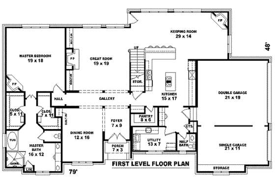 Floor Plan - Main Floor for European House Plan #81-1260 - 4 bed, 3.5 bath