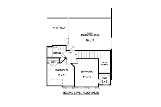 Floor Plan - Upper Floor for Traditional House Plan #81-13899 - 3 bed, 2.5 bath