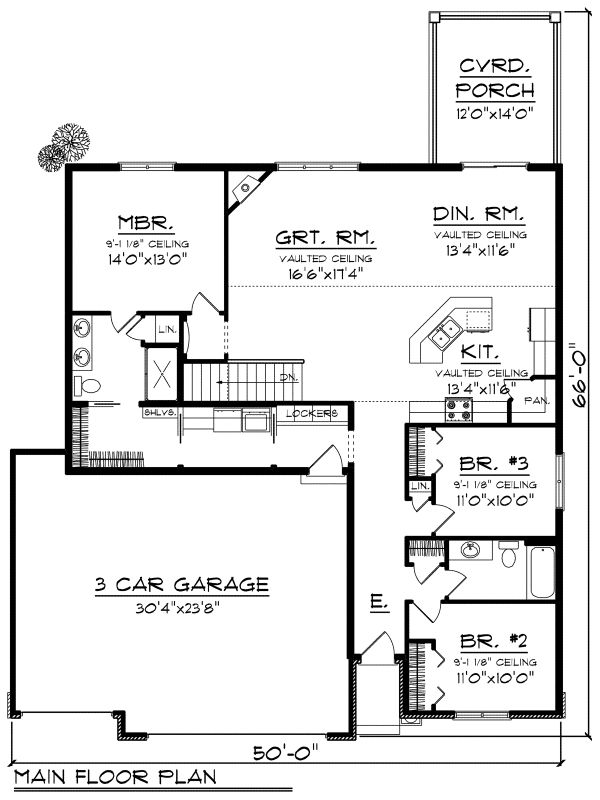 Architectural House Design - Ranch Floor Plan - Main Floor Plan #70-1162