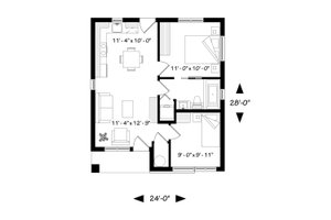 Floor Plan - Main Floor for Contemporary House Plan #23-2299 - 2 bed, 1 bath