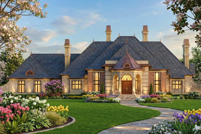 Architectural House Design - Exterior - Front Elevation 3 for Country House Plan #119-398 - 5 bed, 4 bath