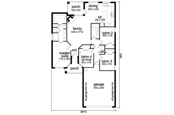Floor Plan - Main Floor for Traditional House Plan #84-326 - 4 bed, 2 bath