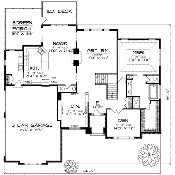 Architectural House Design - European Floor Plan - Main Floor Plan #70-606