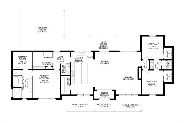 House Design - Floor Plan - Main Floor for Country House Plan #1127-6 - 3 bed, 2.5 bath