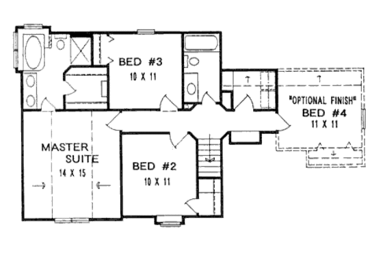 Floor Plan - Upper Floor for Traditional House Plan #58-142 - 3 bed, 2.5 bath