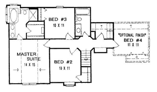 Traditional Floor Plan - Upper Floor Plan #58-142