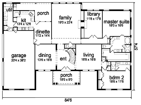 Colonial Floor Plan - Main Floor Plan #84-433