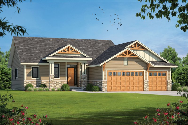 Dream House Plan - Craftsman Exterior - Front Elevation Plan #20-2499