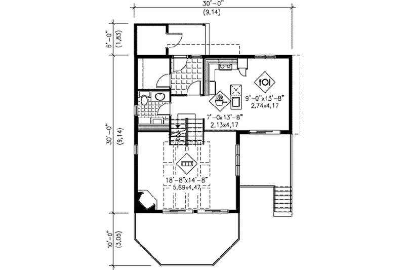Home Plan - Floor Plan - Main Floor for Modern House Plan #25-2288 - 4 bed, 2 bath