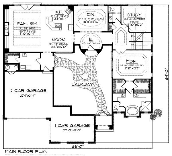 Architectural House Design - European Floor Plan - Main Floor Plan #70-717