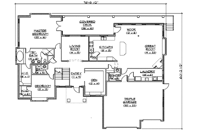 Home Plan - Floor Plan - Main Floor for Traditional House Plan #5-154 - 5 bed, 3.5 bath