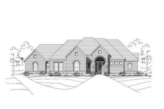 Exterior - Front Elevation for European House Plan #411-418 - 4 bed, 3 bath
