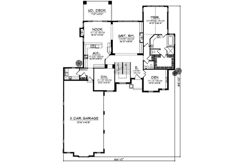 Home Plan - Floor Plan - Main Floor for European House Plan #70-849 - 4 bed, 3.5 bath