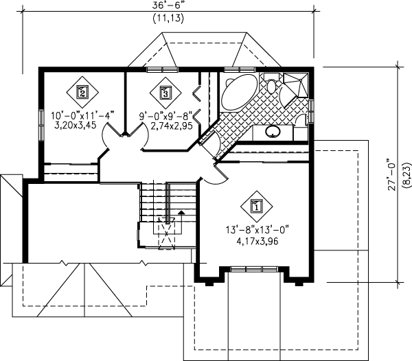 European Floor Plan - Upper Floor Plan #25-2291