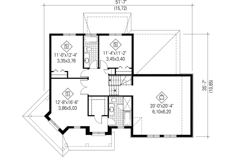 Dream House Plan - Floor Plan - Upper Floor for Traditional House Plan #25-4344 - 3 bed, 2 bath