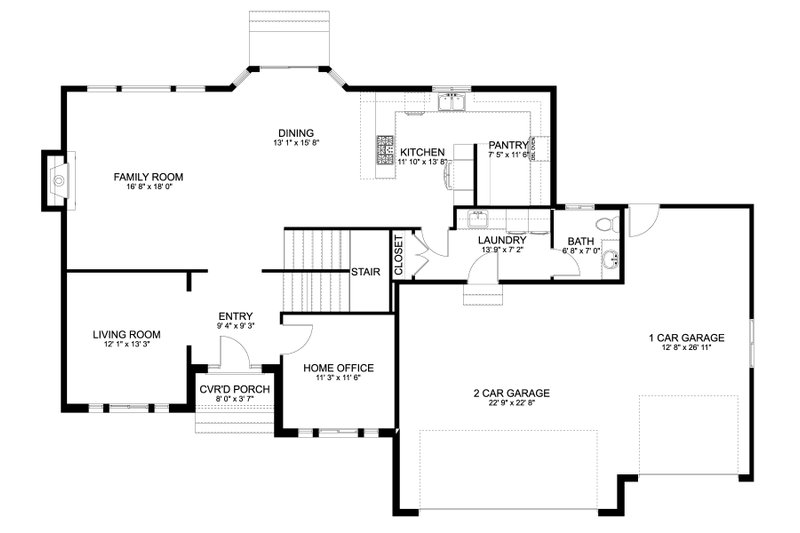Architectural House Design - Floor Plan - Main Floor for Traditional House Plan #1060-346 - 3 bed, 2.5 bath