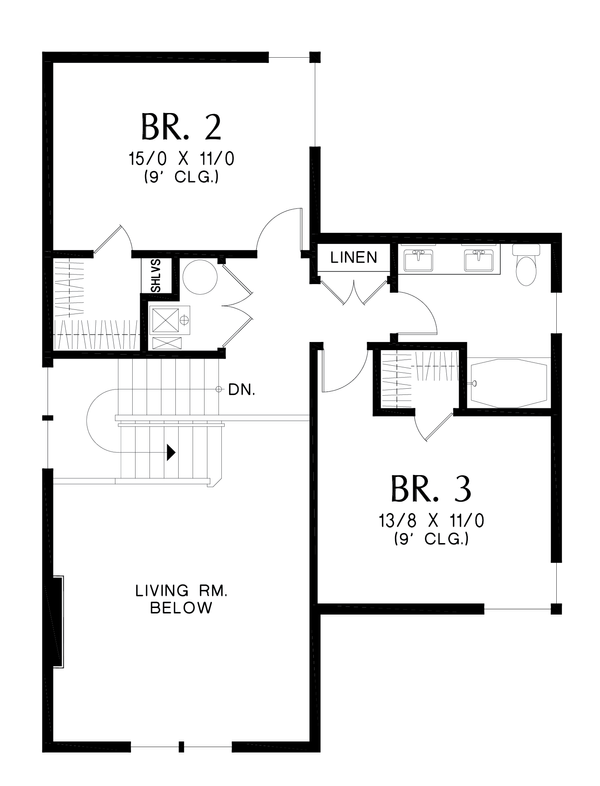 Contemporary Floor Plan - Upper Floor Plan #48-1109