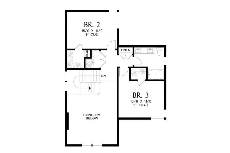House Blueprint - Floor Plan - Upper Floor for Contemporary House Plan #48-1109 - 4 bed, 3.5 bath