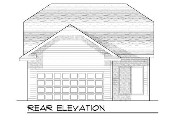 Exterior - Rear Elevation for Bungalow House Plan #70-963 - 2 bed, 2 bath