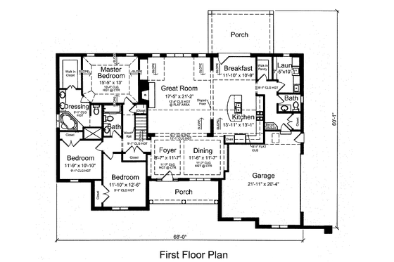 Floor Plan - Main Floor for European House Plan #46-518 - 3 bed, 2.5 bath