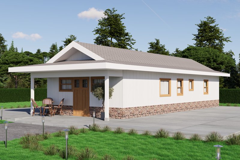 Dream House Plan - Exterior - Front Elevation 3 for Ranch House Plan #1106-76 - 2 bed, 2 bath