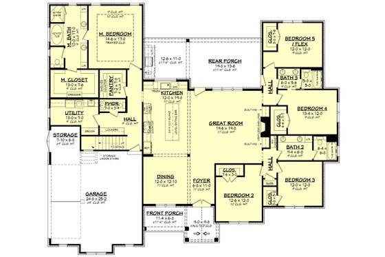 Floor Plan - Main Floor for Country House Plan #430-268 - 5 bed, 3.5 bath