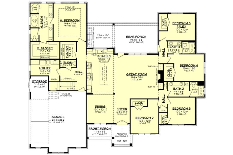 House Blueprint - Floor Plan - Main Floor for Country House Plan #430-268 - 5 bed, 3.5 bath