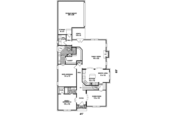 Floor Plan - Main Floor for Tudor House Plan #81-428 - 3 bed, 3 bath