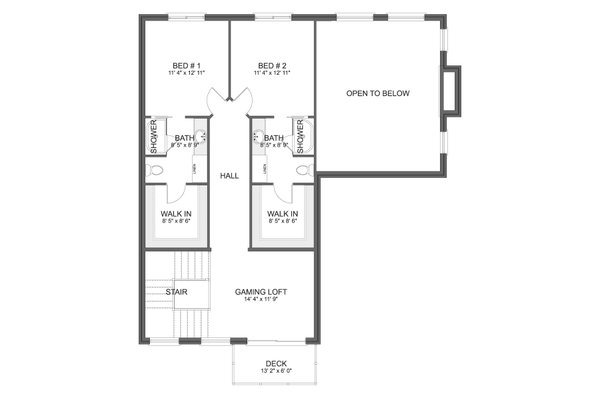 House Blueprint - Colonial Floor Plan - Upper Floor Plan #1060-370