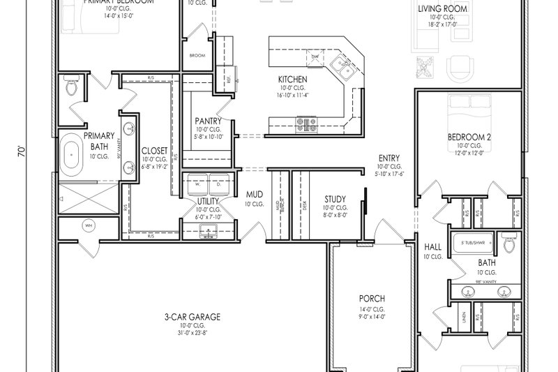 House Blueprint - Exterior - Front Elevation 5 for Contemporary House Plan #1119-14 - 3 bed, 2 bath