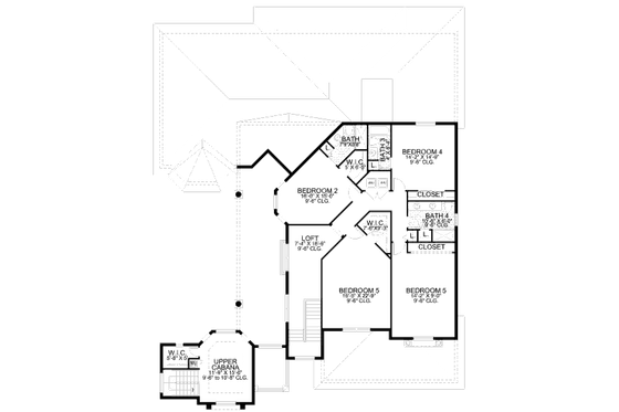 Floor Plan - Upper Floor for Mediterranean House Plan #420-177 - 5 bed, 5 bath