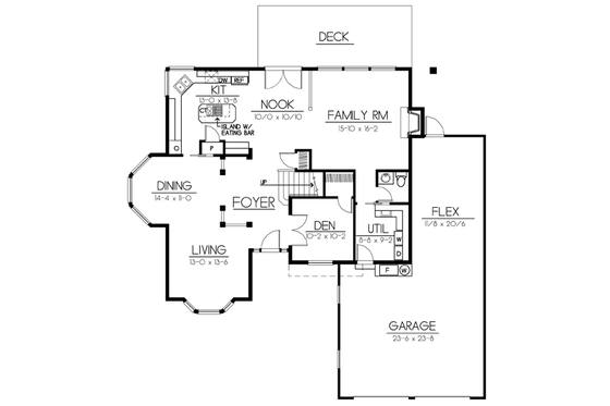 Floor Plan - Main Floor for Traditional House Plan #100-431 - 3 bed, 2.5 bath